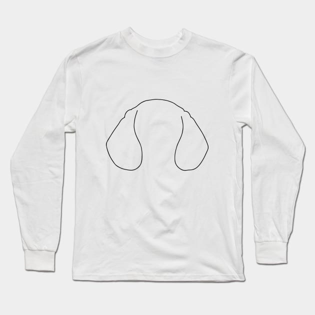 Dog Ears line Art Drawing - Dog Black Line Art Long Sleeve T-Shirt by Tilila